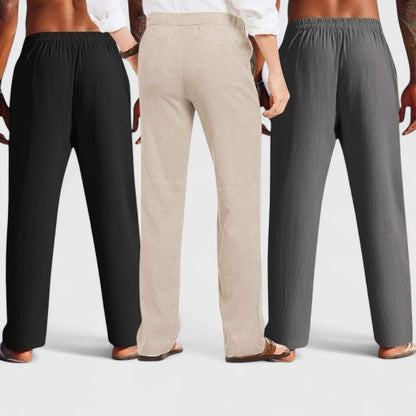 Combo of 3 Linen Loose Fit Men Pant Dark Gray-Light Beige and Black-50398