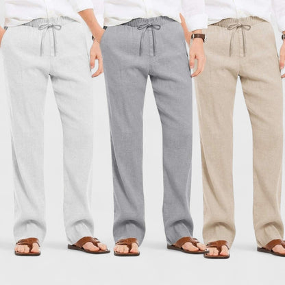 Combo of 3 Linen Loose Fit Men Pant Light Beige-Gray and Light Gray-50363