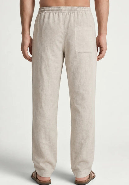 Cream Linen Loose Fit Men Pant-51896