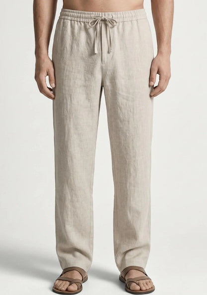 Cream Linen Loose Fit Men Pant-51896