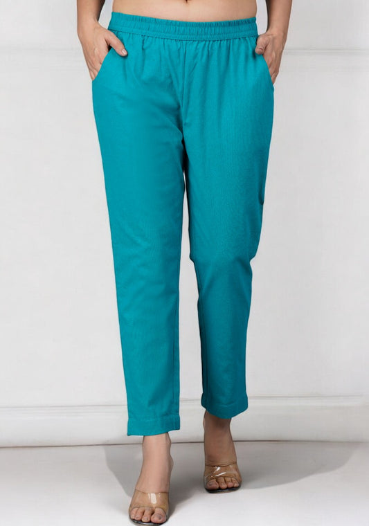 Cyan Cotton Pant-49197