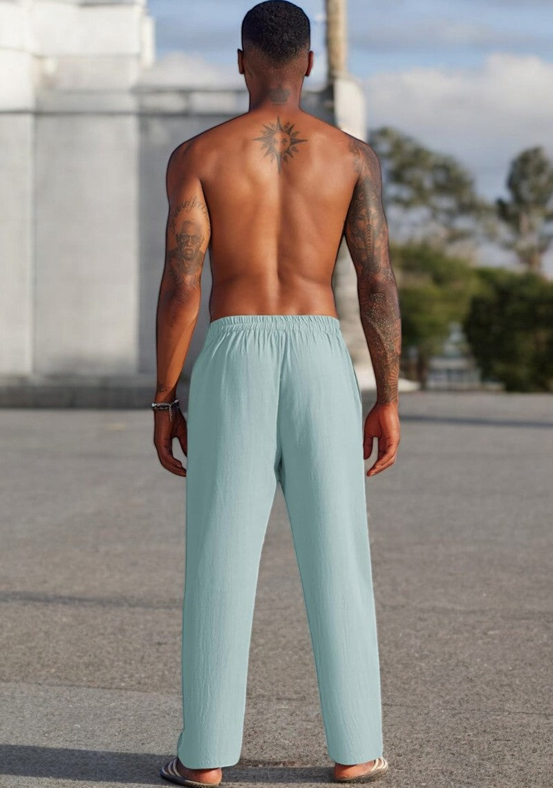 Cyan Linen Loose Fit Men Pant-49502