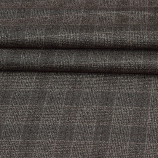 Wool Blazer Fabric (2 Meter)-Gray Black Checks-90640