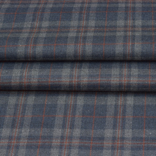 Wool Blazer Fabric (2 Meter)-Gray Black Checks-90657