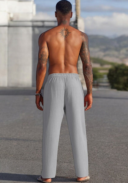 Gray Linen Loose Fit Men Pant-49497