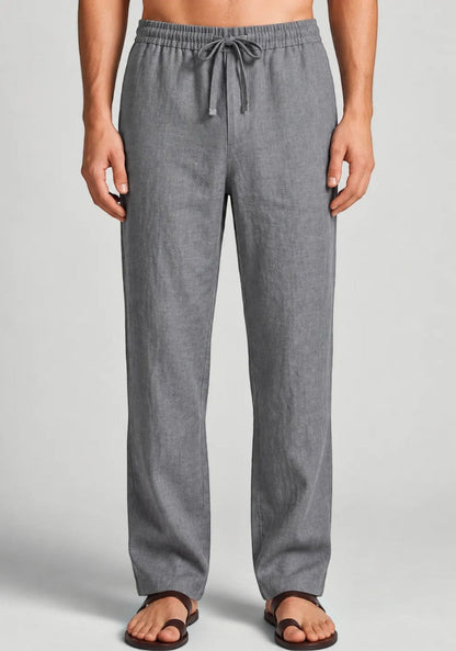 Gray Linen Loose Fit Men Pant-51904