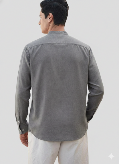 Gray Linen Solid Short Kurta-50847