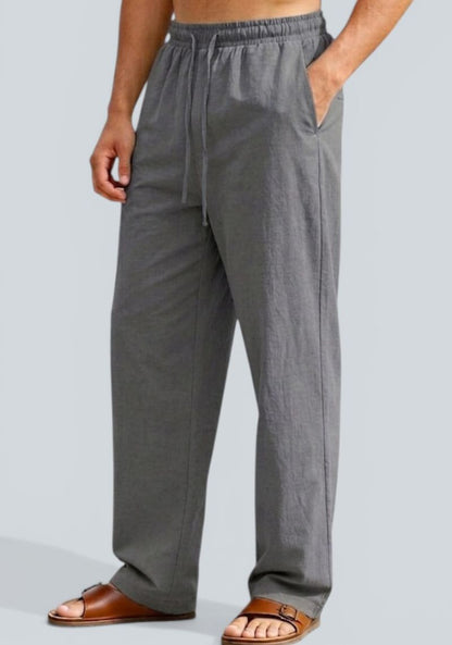 Gray Premium Linen Relaxed Fit Loose Fit Men Pant-50870