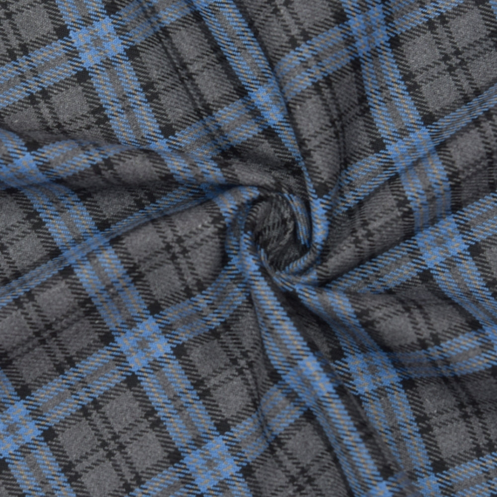 Wool Blazer Fabric (2 Meter)-Gray Sky Blue Checks-90660