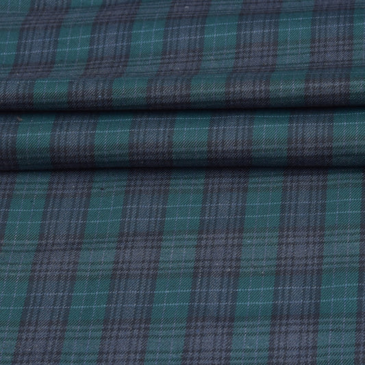 Wool Blazer Fabric (2 Meter)-Green Gray Checks-90646