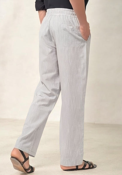 Light Gray Handloom Cotton Casual Men Pant-49085