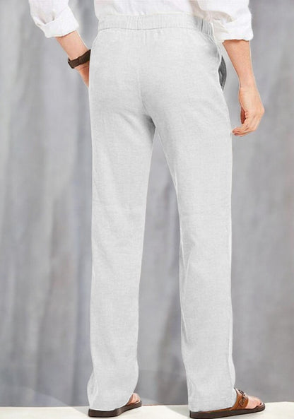 Light Gray Linen Loose Fit Men Pant-49507