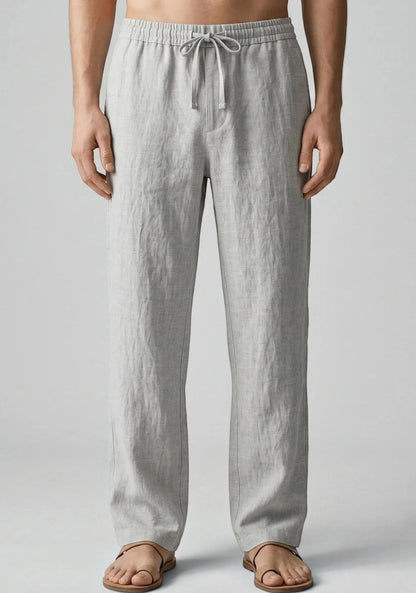 Light Gray Linen Loose Fit Men Pant-51897
