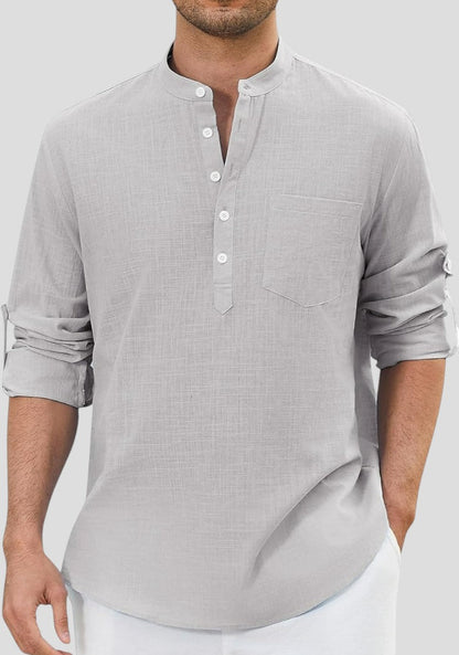 Light Gray Linen Solid Short Kurta-50844