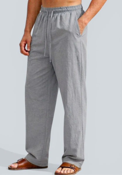 Light Gray Premium Linen Relaxed Fit Loose Fit Men Pant-50869