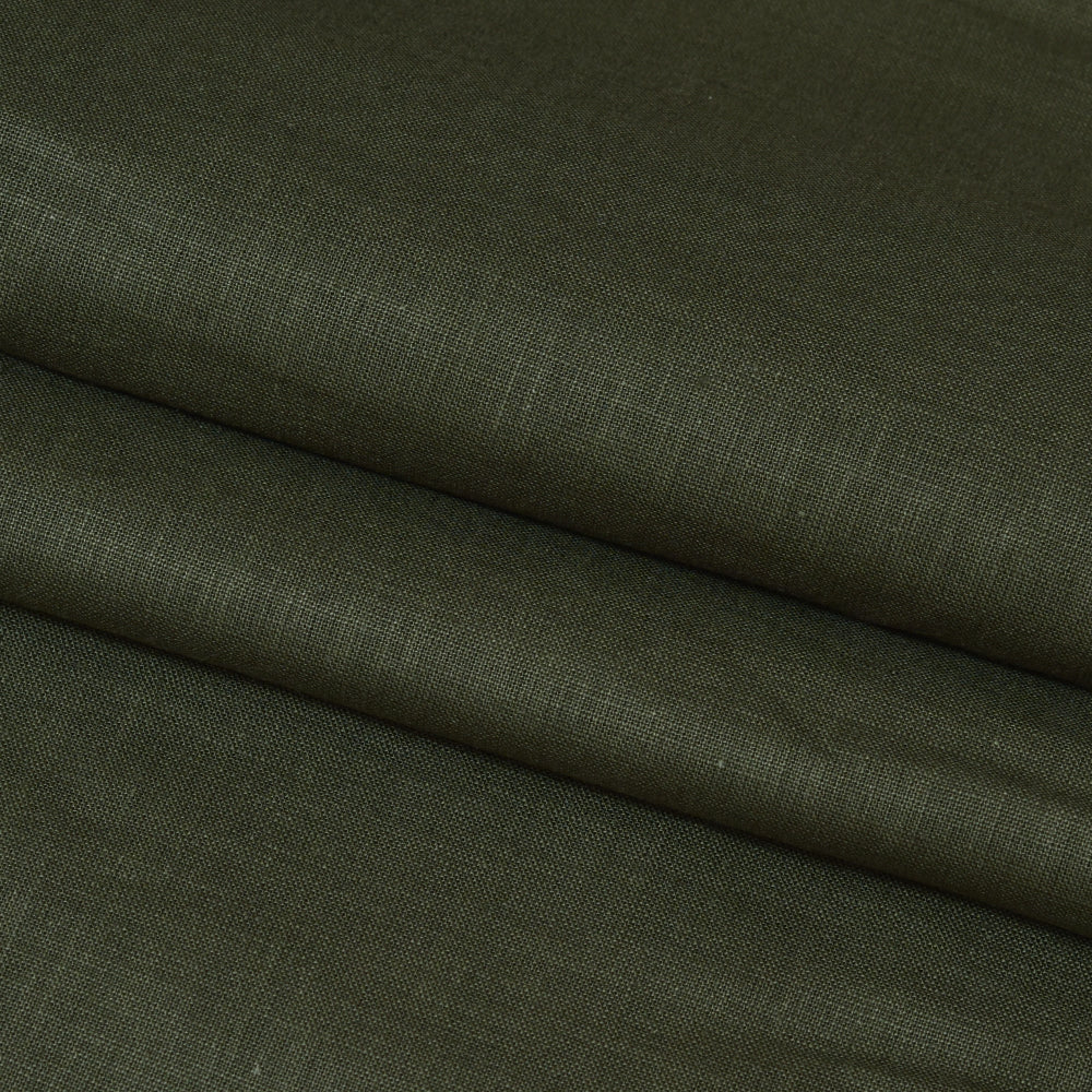 Linen Shirt Fabric(1.6 MTR) Linen Plain Army Green-90608