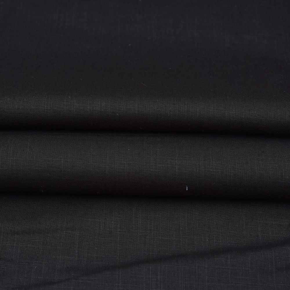 Linen Shirt Fabric(1.6 MTR) Linen Plain Black-90554