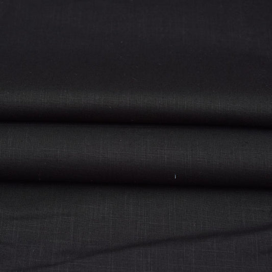 Linen Shirt Fabric(1.6 MTR) Linen Plain Black-90554