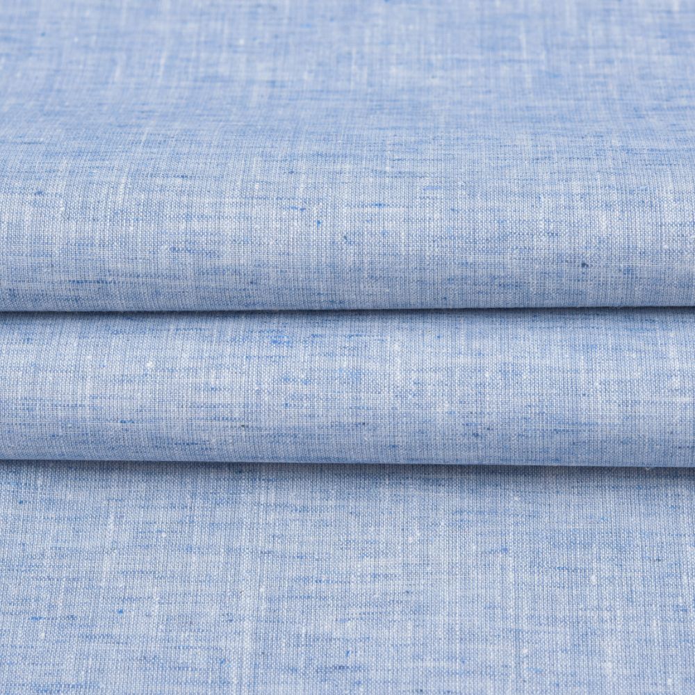 Linen Shirt Fabric(1.6 MTR) Linen Plain Blue-90556