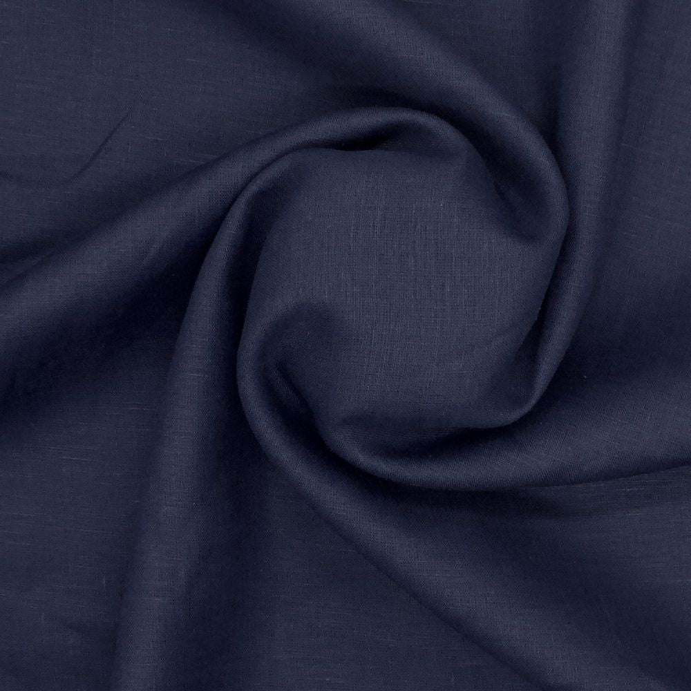 Linen Shirt Fabric(1.6 MTR) Linen Plain Navy Blue-90621