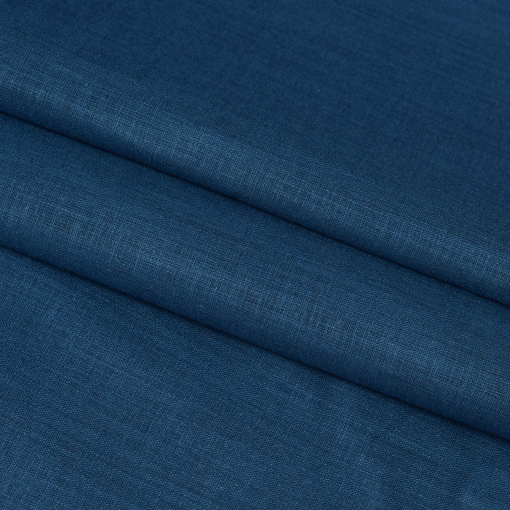 Linen Shirt Fabric(1.6 MTR) Linen Plain Teal Blue-90606