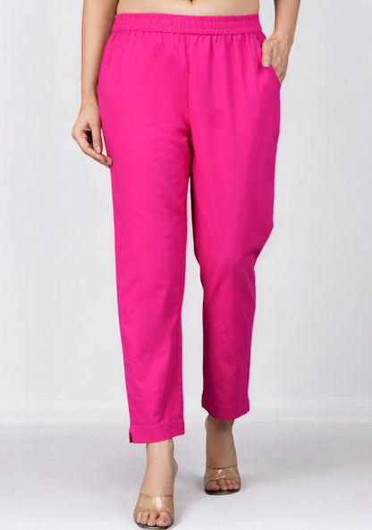 Magenta Pink Cotton Pant-49195