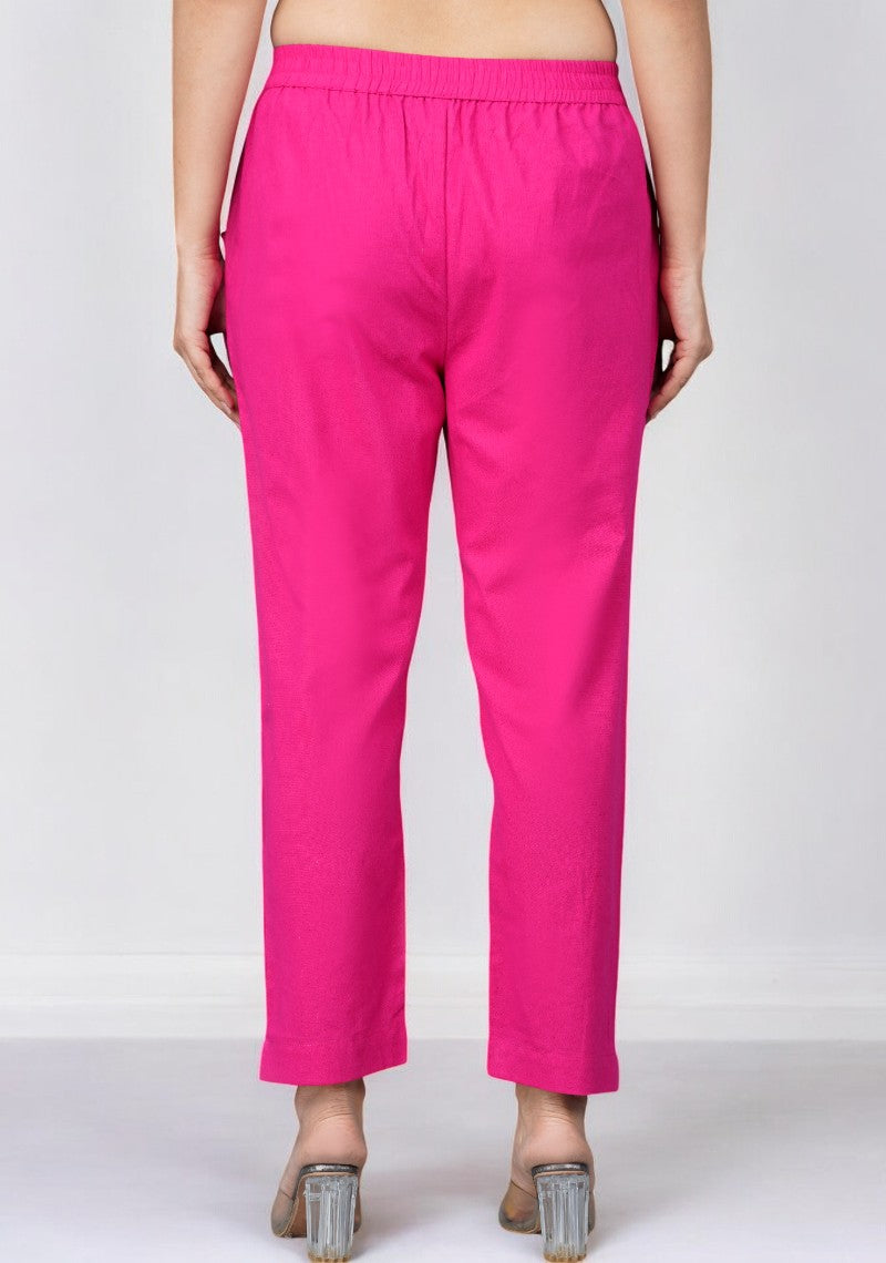 Magenta Pink Cotton Pant-49195