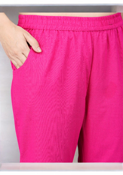 Magenta Pink Cotton Pant-49195