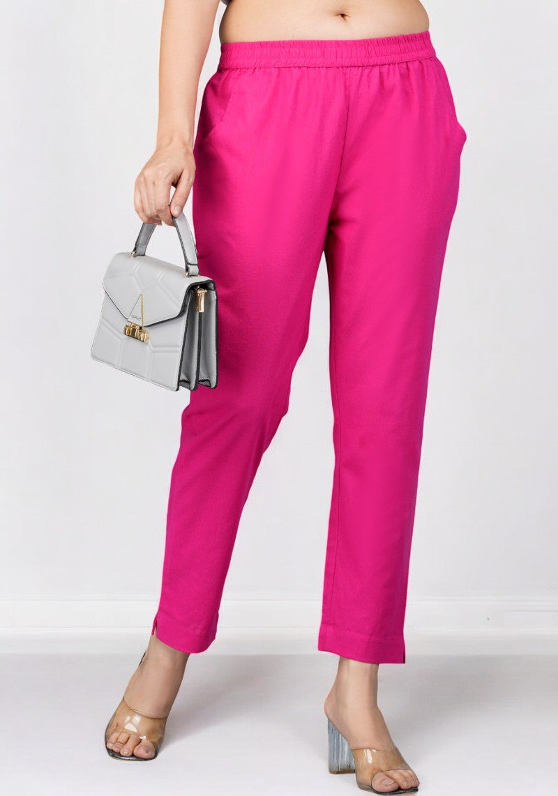 Magenta Pink Cotton Pant-49195