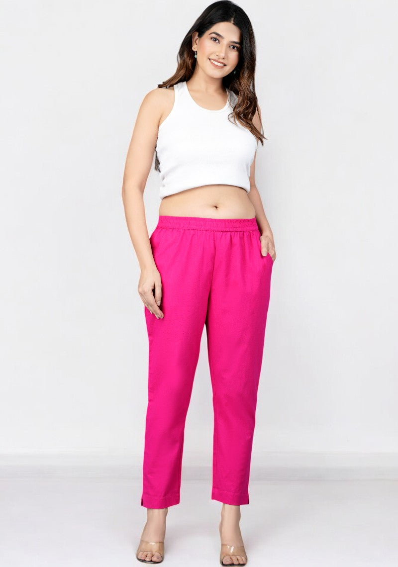 Magenta Pink Cotton Pant-49195