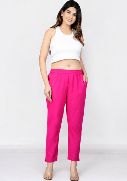 Magenta Pink Cotton Pant-49195