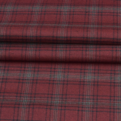 Wool Blazer Fabric (2 Meter)-Maroon Black Checks-90630
