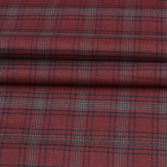 Wool Blazer Fabric (2 Meter)-Maroon Black Checks-90630