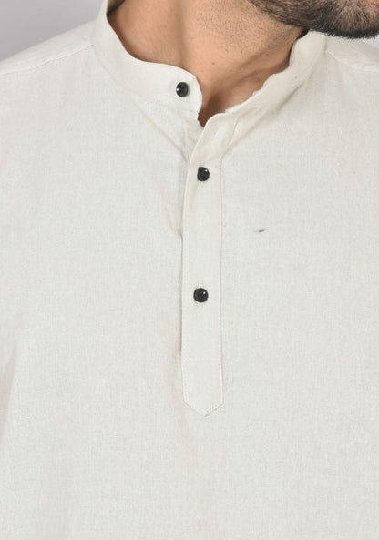 Men Cotton Solid Co-ord Set Cement White-50219