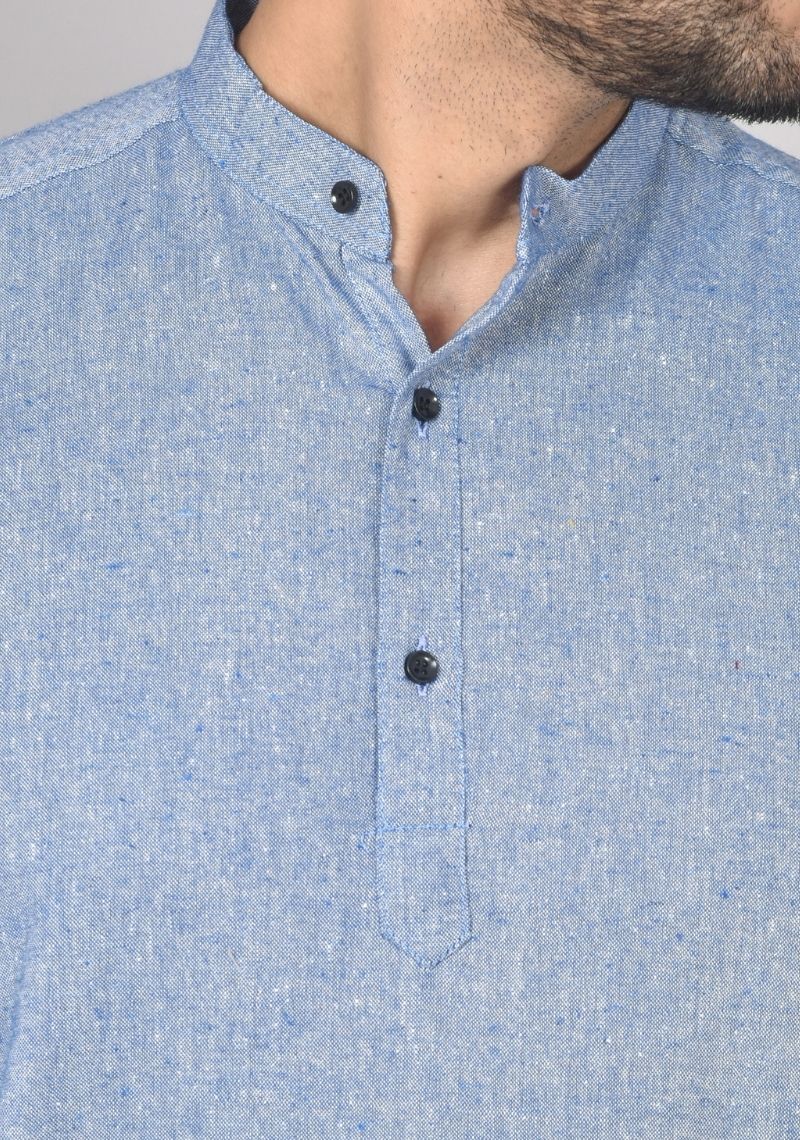 Men Cotton Solid Co-ord Set Denim-50211