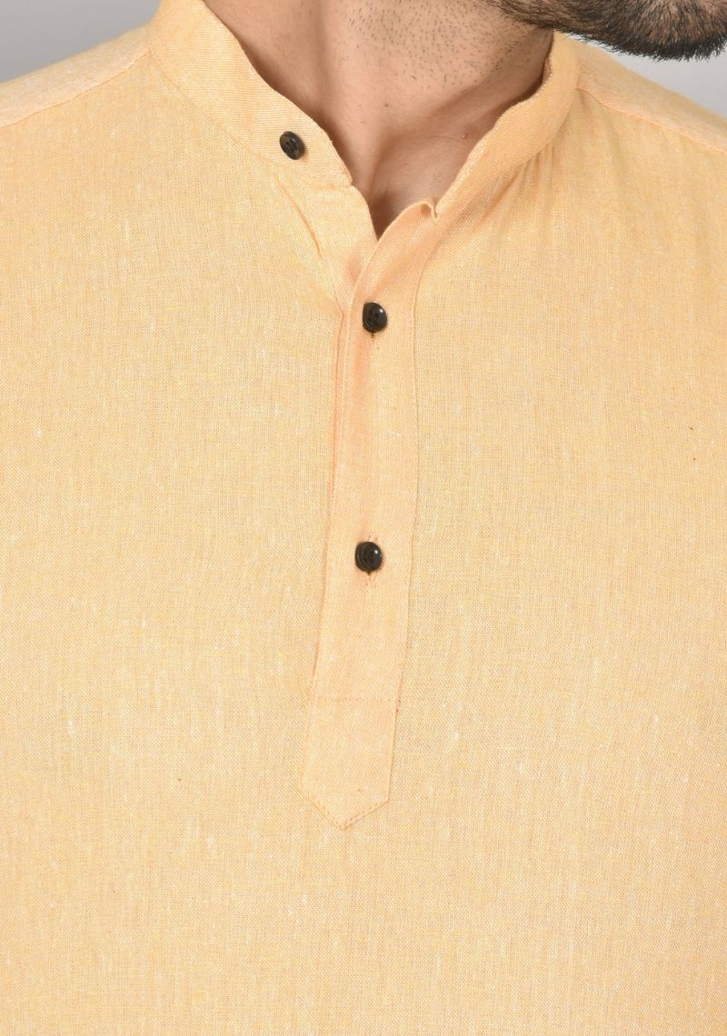 Men Cotton Solid Co-ord Set Yellow-50207
