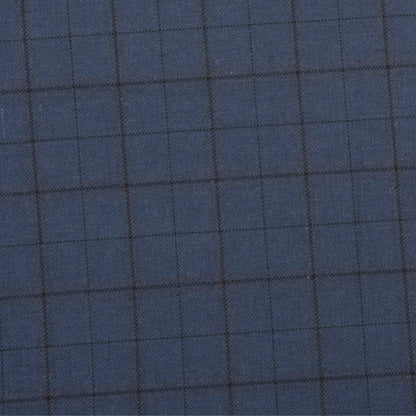 Wool Blazer Fabric (2 Meter)-Navy Blue Black Checks-90642