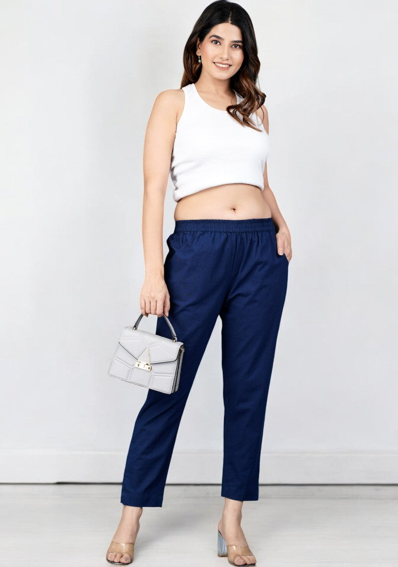 Navy Blue Cotton Pant-49201