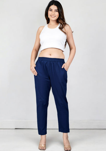 Navy Blue Cotton Pant-49201