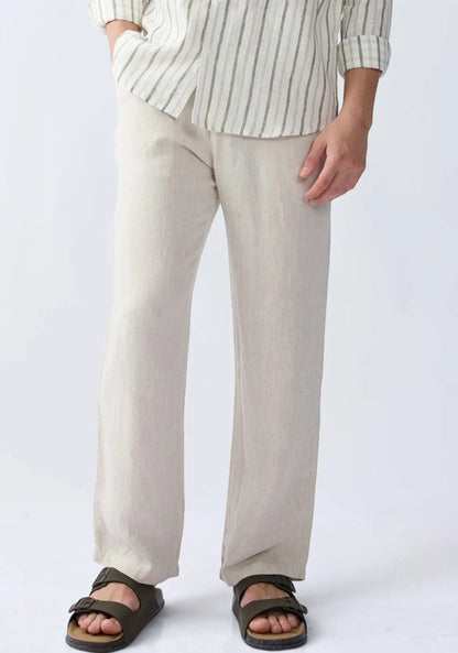 Off White Linen Loose Fit Men Pant-51892