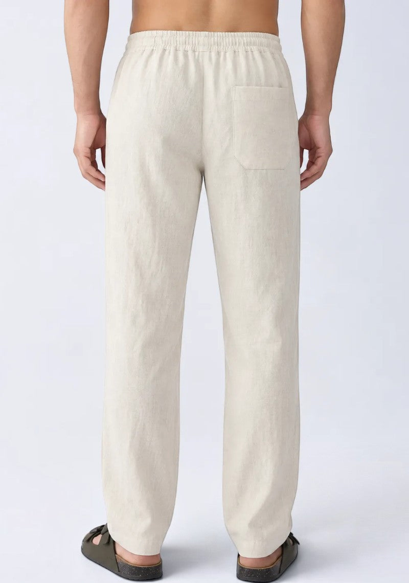 Off White Linen Loose Fit Men Pant-51892