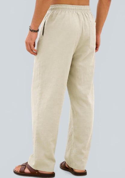 Off White Premium Linen Relaxed Fit Loose Fit Men Pant-50875
