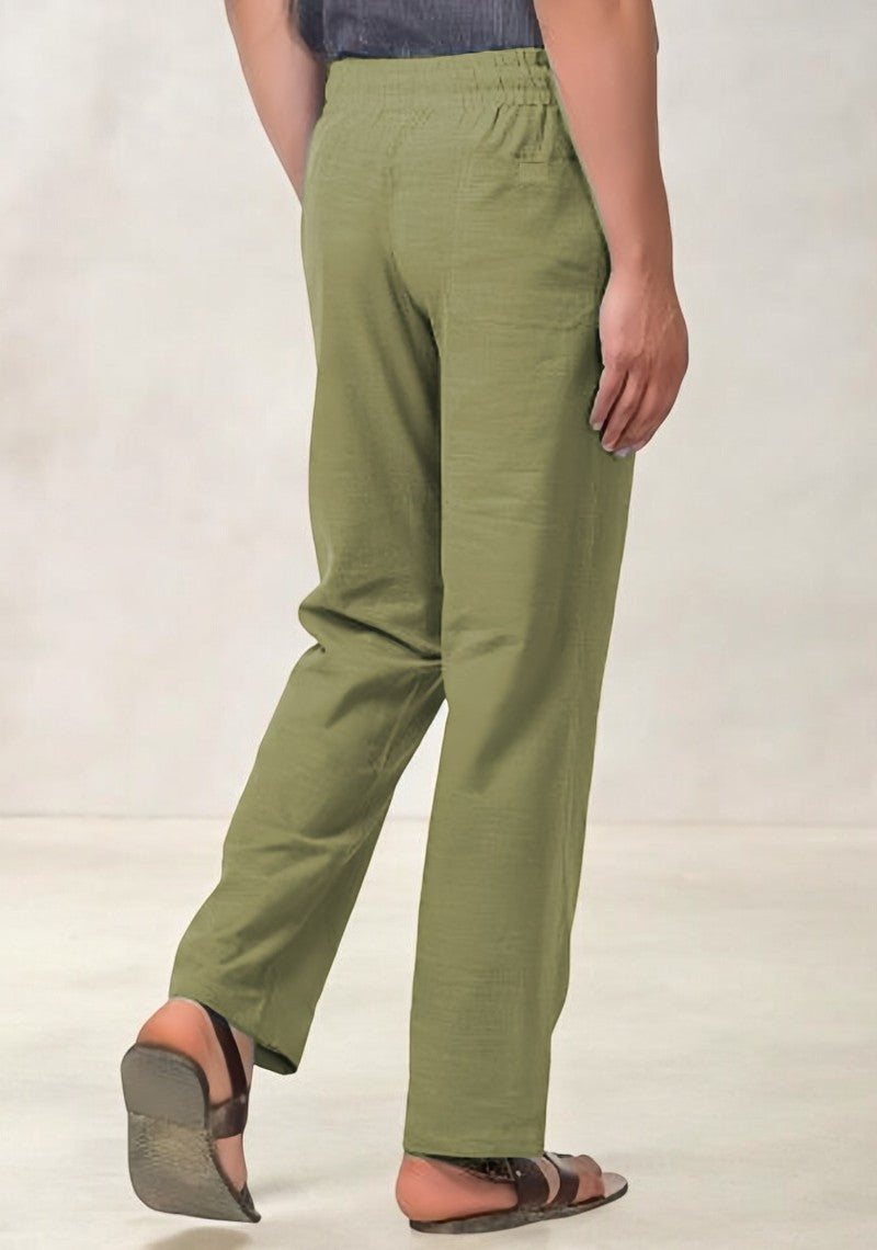 Olive Green Cotton Casual Men Pant-49089