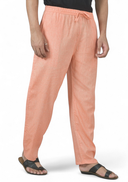 Peach Cotton Linen Casual Men Pant-49204