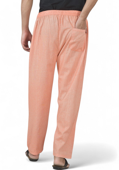 Peach Cotton Linen Casual Men Pant-49204