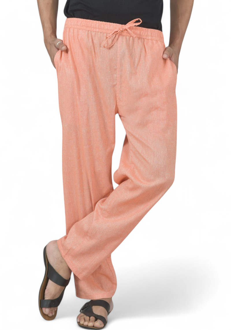 Peach Cotton Linen Casual Men Pant-49204