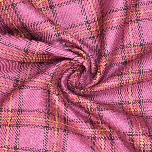 Wool Blazer Fabric (2 Meter)-Pink Black Checks-90655