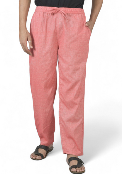 Pink Cotton Linen Casual Men Pant-49203