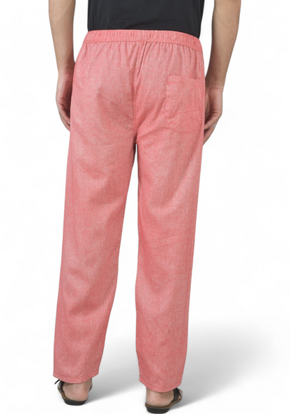 Pink Cotton Linen Casual Men Pant-49203