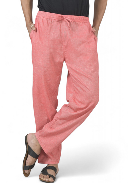 Pink Cotton Linen Casual Men Pant-49203